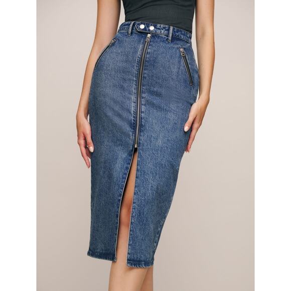 Reformation Leilani Denim Midi Skirt - 28 - Mercer - Picture 1 of 4